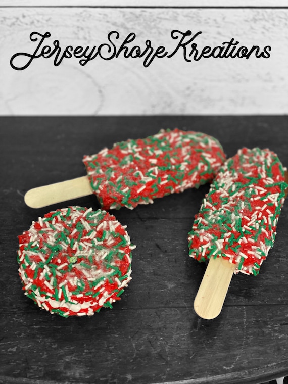 Coffee Bar decor, Fake Christmas   Decor,  Fake Christmas Cookie, Fake Christmas Ice Pops, Photo Prop, Fake Sweets, Tiered Tray Decor