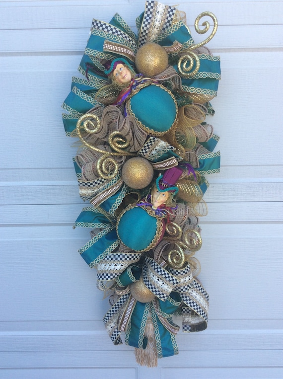 Willie Wonka Swag, Willie Wonka Wreath, Whimsical Wreath, Whimsical Swag, Christmas Wreath, Christmas Swag
