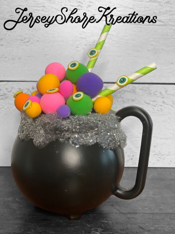 Halloween Decor, Witch Cauldron mug, Tiered Tray Decor, Fake Bake mug, Cauldron Mug, photo prop, coffee bar decor