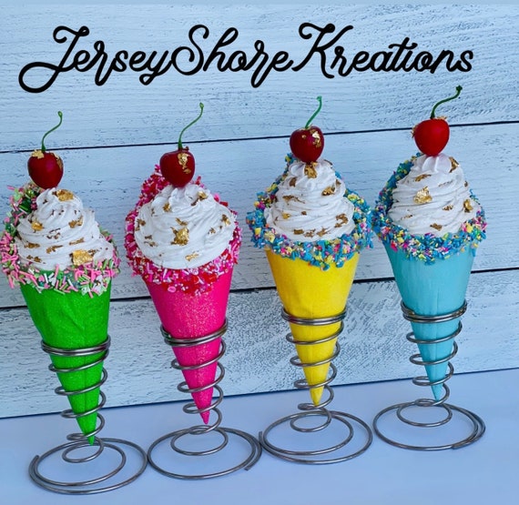 Fake Ice Cone, photo prop, Tiered Tray Decor, Fake Food, Fake Sweets, Kitchen Decor, Birthday Fake Decor, whimsical fake bake