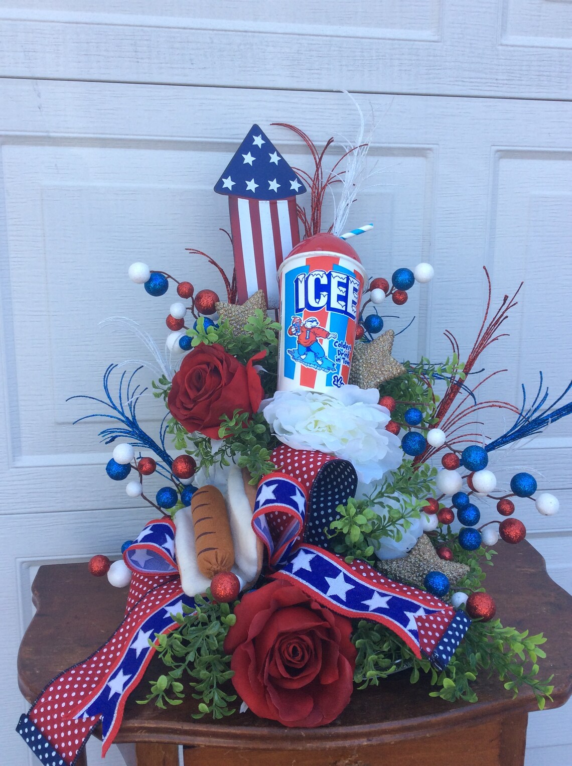Patriotic Centerpiece, Red White and Blue Centerpiece, America ...