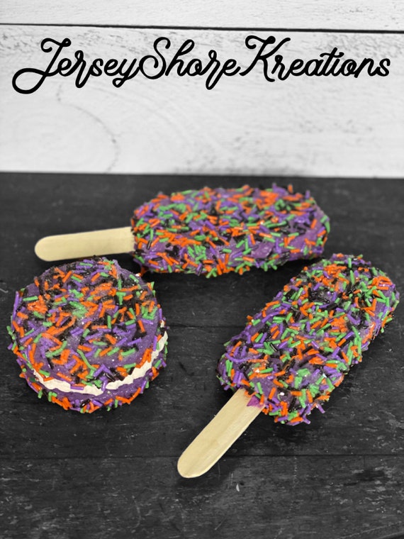 Coffee Bar decor, Fake Halloween  Decor,  Fake Halloween Cookie, Fake Halloween Ice Pops, Photo Prop, Fake Sweets, Tiered Tray Decor