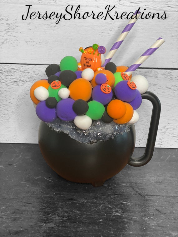 Halloween Decor, Witch Cauldron mug, Tiered Tray Decor, Fake Bake mug, Cauldron Mug, photo prop, coffee bar decor