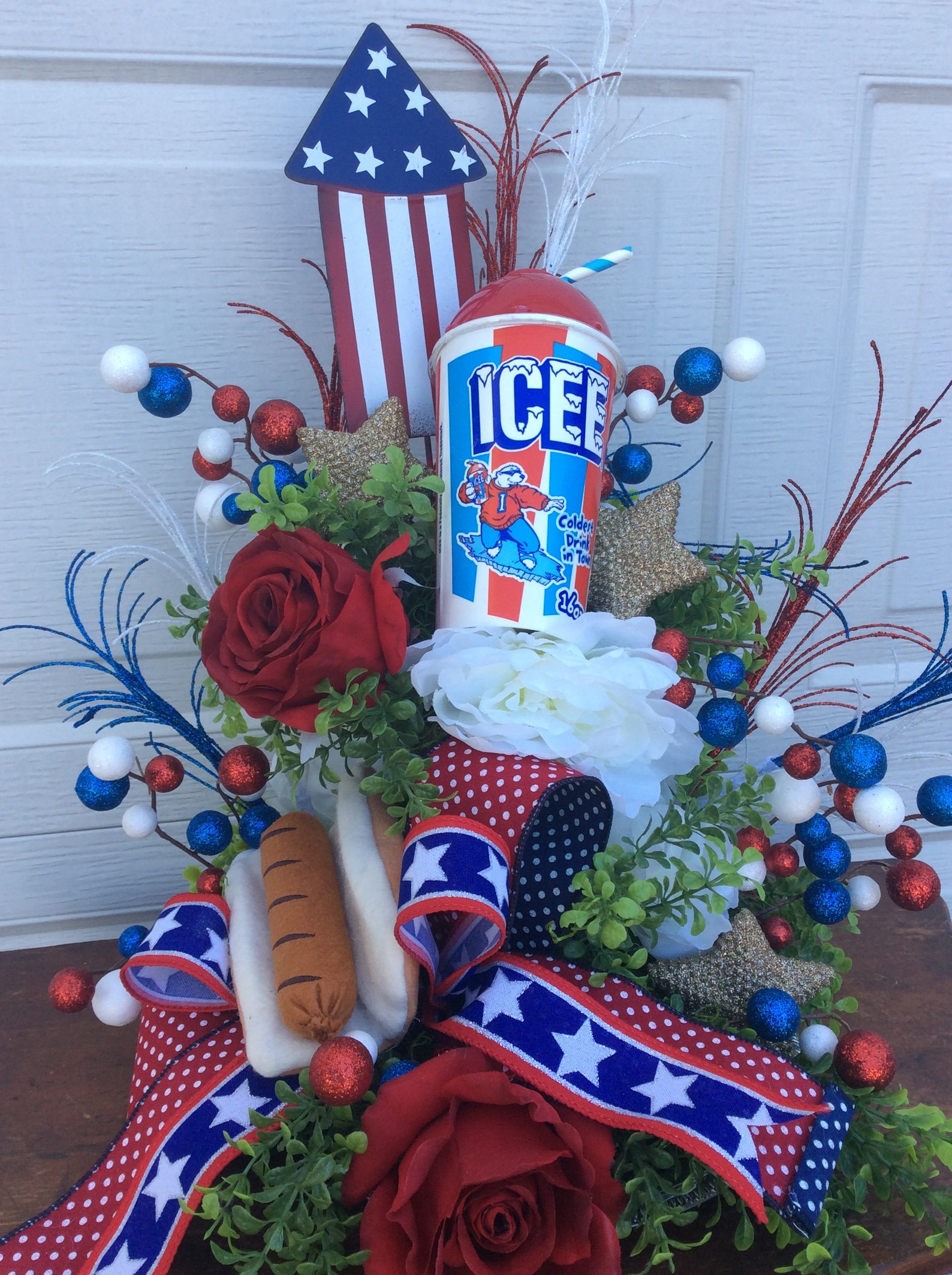 Patriotic Centerpiece, Red White and Blue Centerpiece, America ...