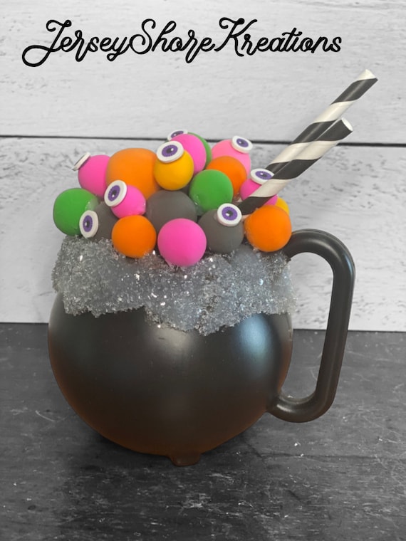 Halloween Decor, Witch Cauldron mug, Tiered Tray Decor, Fake Bake mug, Cauldron Mug, photo prop, coffee bar decor