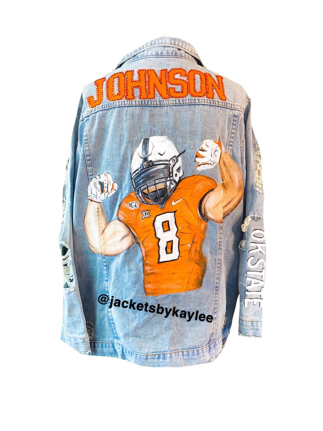 Custom painted football player jacket with Swarovski crystals Etsy