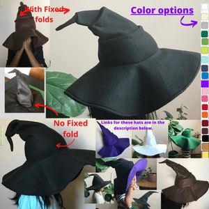 Witch Hat/ Wizard Hat/ Mage/ Sorcerer/Warlock/ 18”Wide Hat/ Pointy fleece hat/ Gandalf/ Fall Autumn Hat/ Toddler kids adults/ alchemist hat