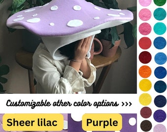 Purple Mushroom hat/ Mushroom headpiece with dots/ baby Toddler kids adults costume/ Cats Dogs hat/ Earflap hat/Beanie hat /Renfaire/cosplay