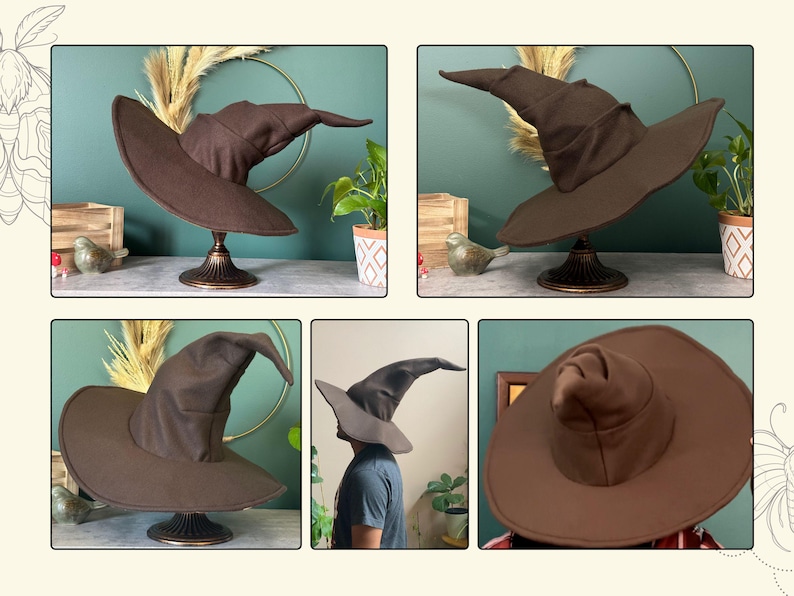 Brown Witch or Wizard Hat: Custom Fleece Costume for Cosplay, Varity of colors, sizes image 2