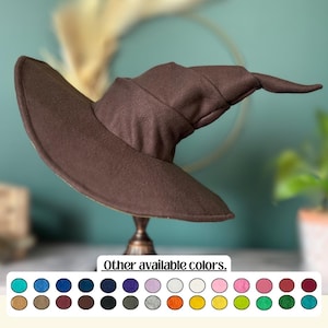Brown Witch or Wizard Hat: Custom Fleece Costume for Cosplay, Varity of colors, sizes