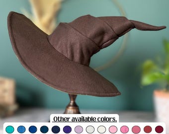 Sombrero marrón de bruja o mago: Disfraz de forro polar personalizado para cosplay, variedad de colores y tallas.