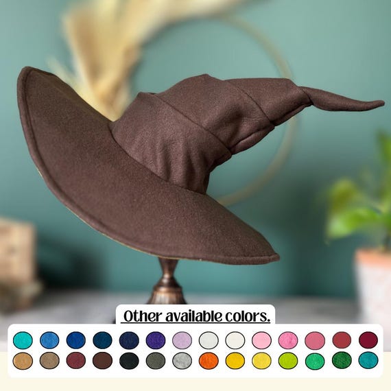 Brown Witch or Wizard Hat: Custom Fleece Costume for Cosplay, Varity of colors, sizes