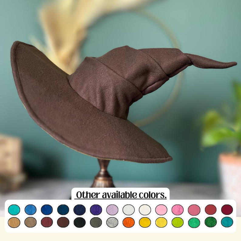 Brown Witch or Wizard Hat: Custom Fleece Costume for Cosplay, Varity of colors, sizes image 1