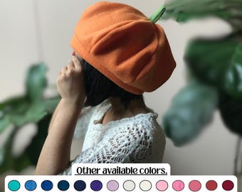 Pumpkin Hat — Handmade Fleece beanie for Halloween, Fall Festivals, Cottagecore Autumn Wear for Adults, kids & pets