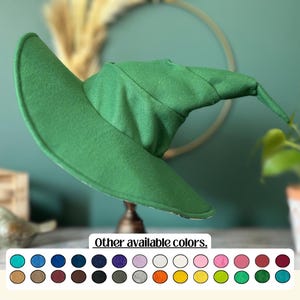Green Witch Wizard Hat: Custom Fleece Costume for Comics Cosplay or RenFaire Adults & Kids