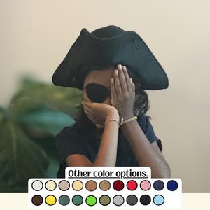 Black Felt Pirate tricorn Hat: in varity of colors for kids and Adults Gasparilla