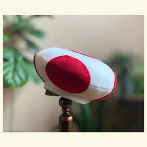 Toadstool hat STUFFED baby kids adult/ Toadette/ Beret/ Toad cap red spots hat/ Mushroom headpiece with dots/ mushroom hat/ beanie/ 17”wide