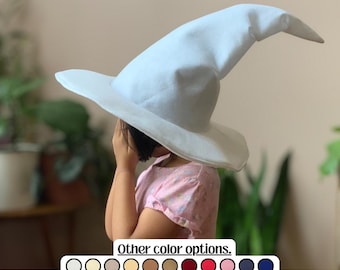White Felt Witch or Wizard Pointy Hat: Mage, Sorcerer, Custom Variety of Colors & sizes