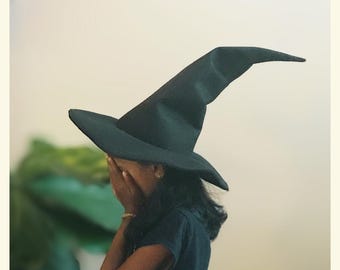 Customizable Felt Witch Hat/ summer hats/ sun hats/ wizard hat/ Mage/ sorcerer/ warlock/ baby Toddler kids adults/ 15” wide hat/ renfaire