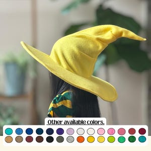 Yellow Witch or Wizard Hat – Custom Sorcerer Costume for LARP Gothic Cosplay Adults & Kids