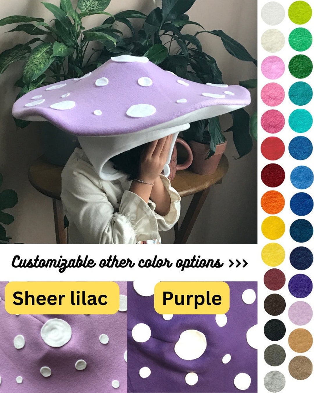 Purple Mushroom Hat/ Mushroom Headpiece With Dots/ Baby image