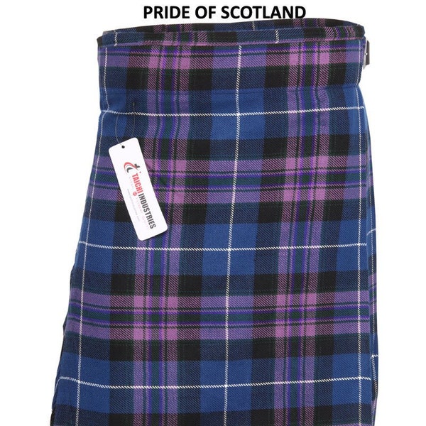 Pride Of Scotland Tartan  Utility Kilts For Men | 5 Yards 13oz Handmade Scottish Tartan Kilts For Wedding, Drummers, Bagpipers, Gifts