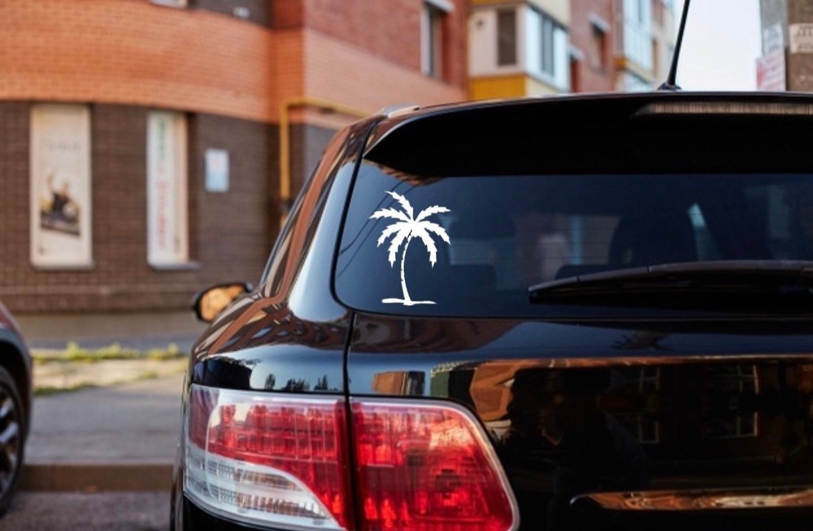Palm Tree Vinyl Car Decal Bumper Sticker or Window Cling Etsy
