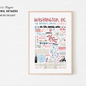 Washington D.C. Collage Poster - All About Your City Posters - Capitol Building - White House-  Housewarming Gift