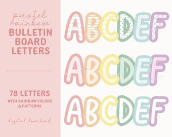 Rainbow Colors Bulletin Board Letters - Digital Download Only - A-Z - Rainbow Colors & Patterns -  Classroom Decor