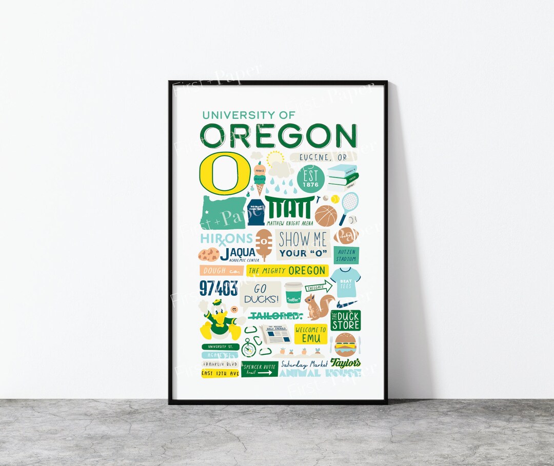 University of Oregon Collage Poster the Mighty Oregon - Etsy