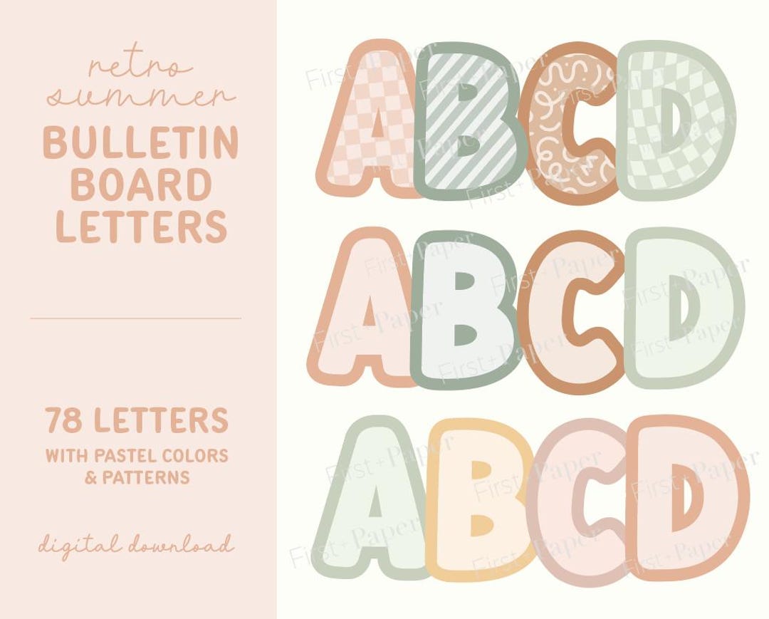 Retro Summer Bulletin Board Letters- Digital Download Only - A-Z - Fun ...