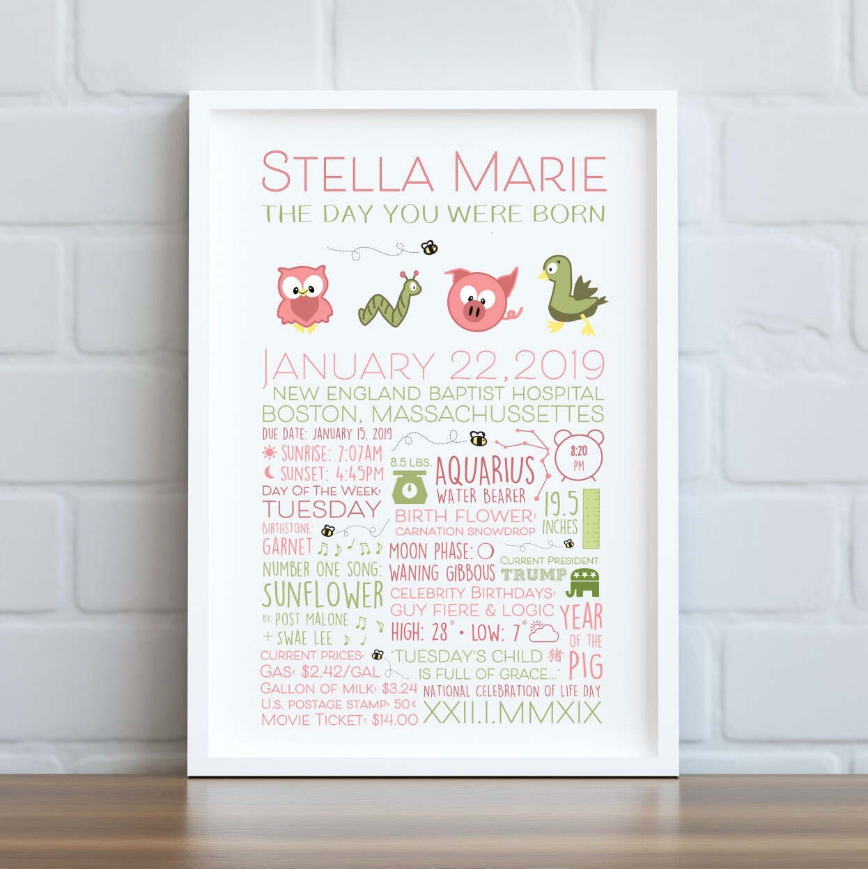 The Day You Were Born Poster Baby Animals Theme Custom Art - Etsy The Day You Were Born Poster Baby Animals Theme Custom Art - Etsy