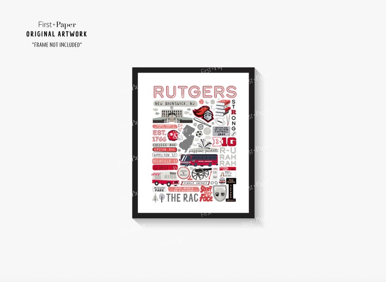 Rutgers University Collage Poster Custom School Poster Etsy