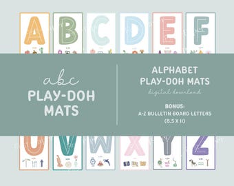 ABC Play-Doh Mats - Digital Download Only - Letter Practice - Letter Tracing - Bonus: Bulletin Board Letters