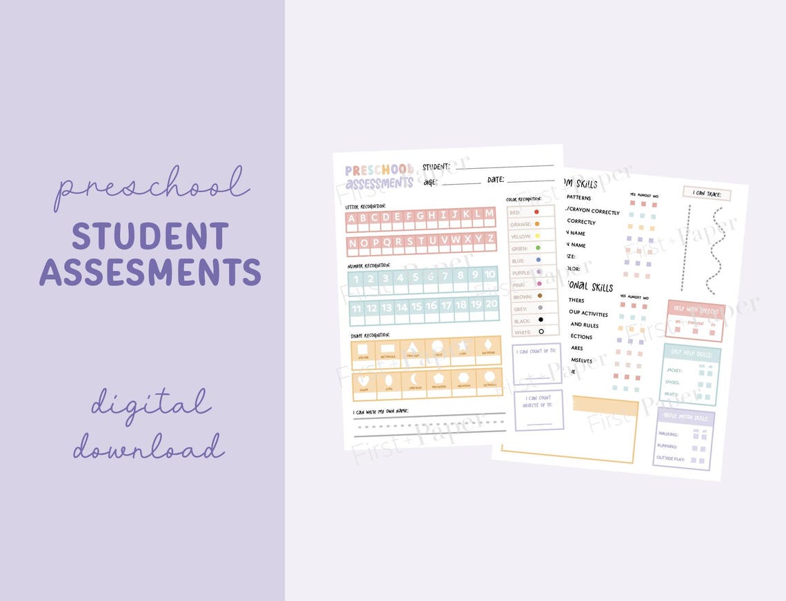 Preschool Assessments - Digital Download Only - Ages 2-5 - Progress ...