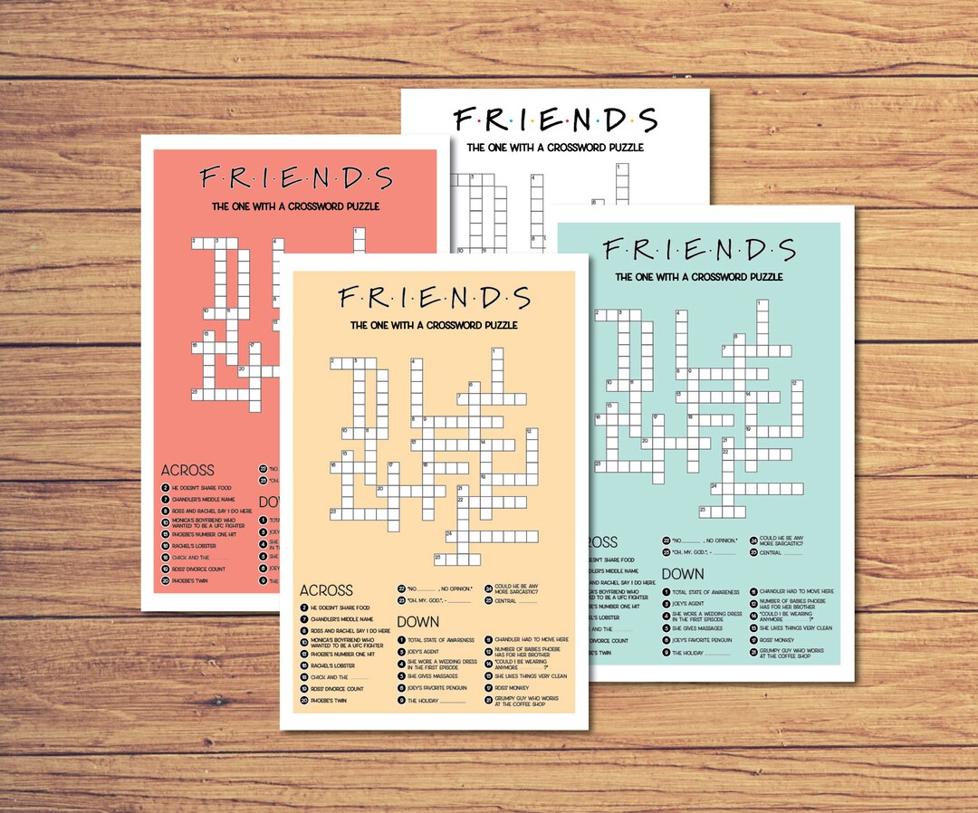 Friends TV Show Crossword Puzzle Mini Party Games - Etsy