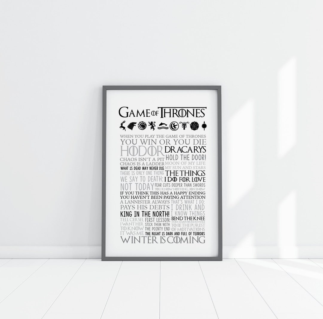 Game of Thrones Quotes Poster TV Show Print Game of - Etsy