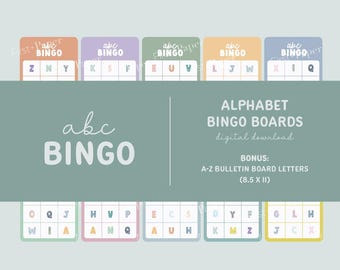 ABC Bingo - Digital Download Only - Letter Practice - Letter Recognition - Bonus: Bulletin Board Letters