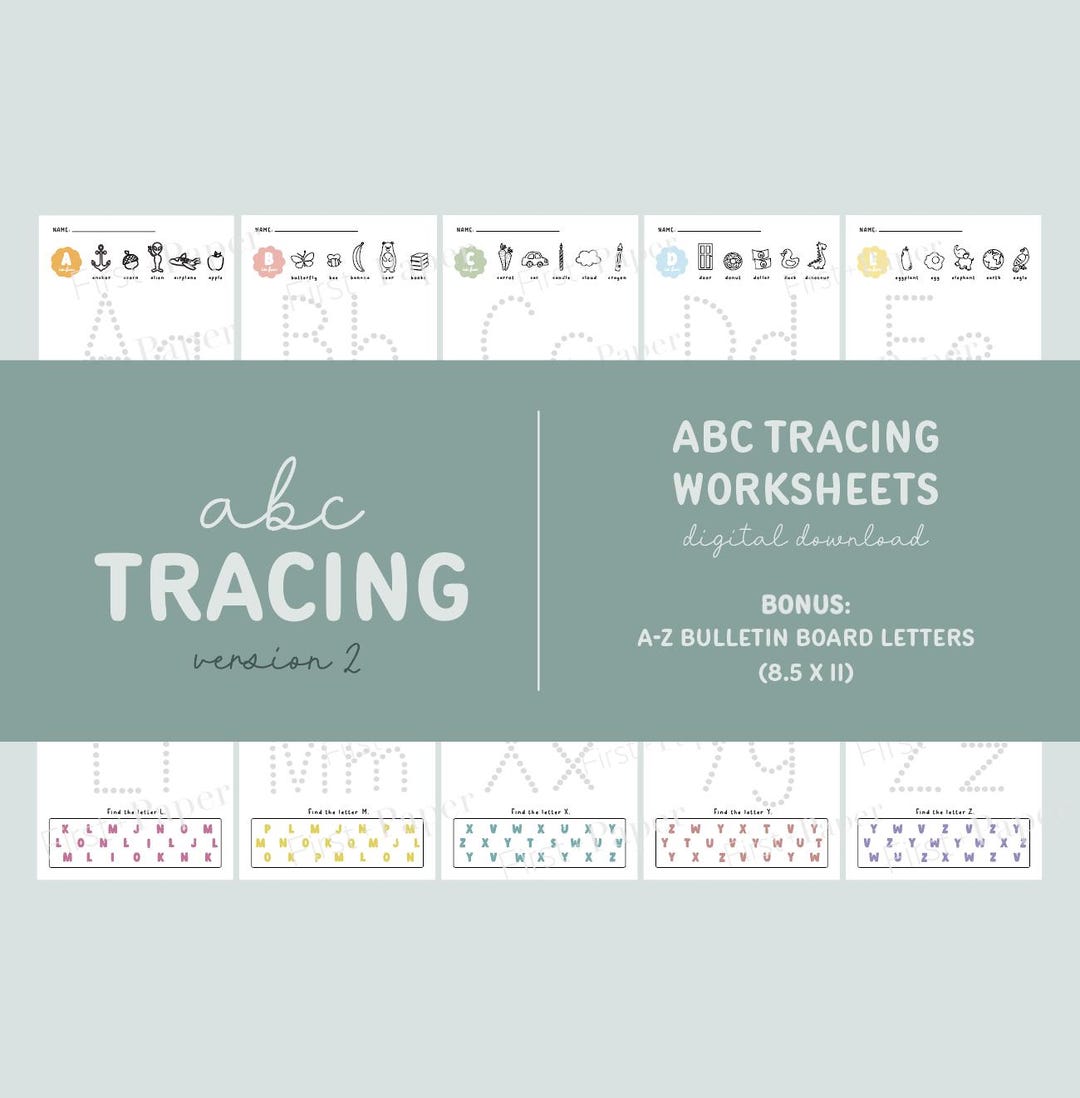ABC Tracing Worksheets V2 - Digital Download Only - A-Z Find the Letter ...