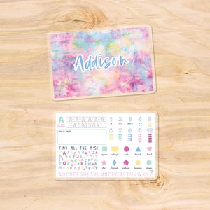 Personalized Kids Placemats - Tie Dye - Activities/ Kids Puzzles - Preschool - Kindergarten - Party Favor/Gift  - Double Sided Placemat
