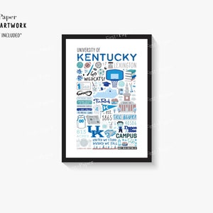 University of Kentucky Lexington -  Collage Poster - Custom School Poster- College Symbols Icons Drawings - Dorm Decor - Grad/Alumni Gift