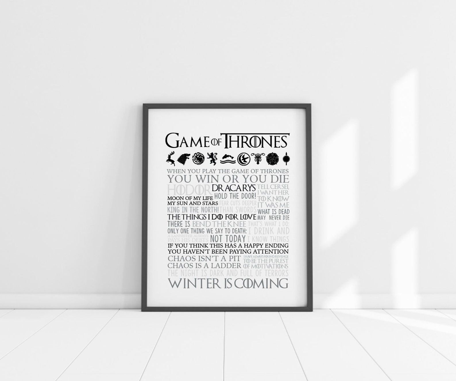 Game of Thrones Quotes Poster TV Show Print Game of | Etsy