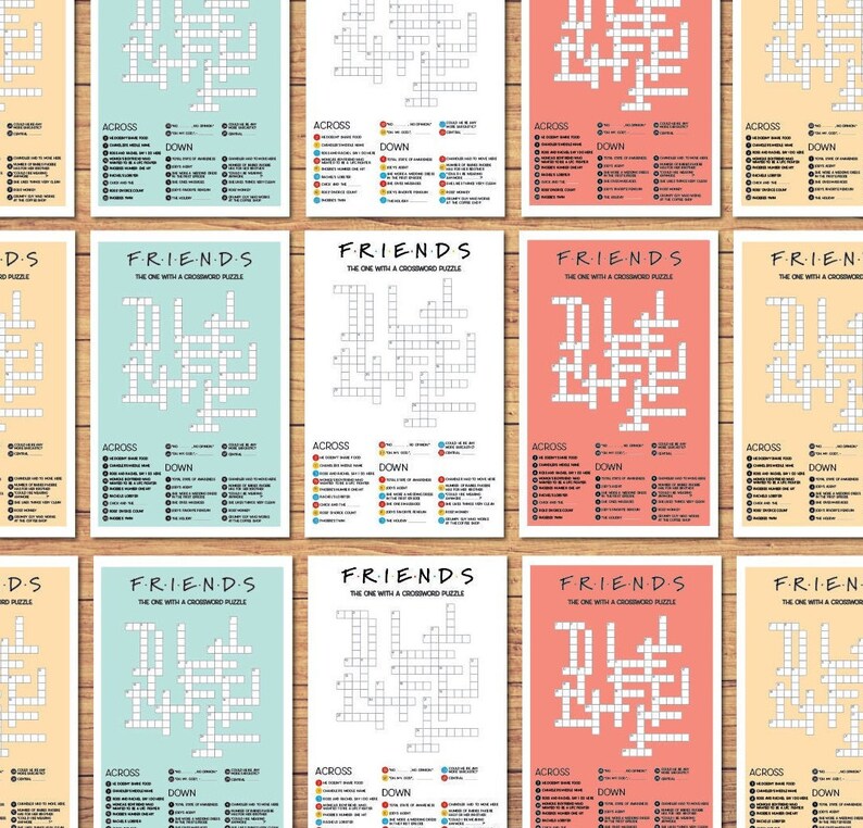 Friends TV Show Crossword Puzzle Mini Party Games Etsy Friends TV Show Crossword Puzzle Mini Party Games Etsy