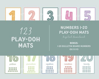123 Play-Doh Mats - Digital Download Only - Number Practice - Number Tracing - Bonus: Bulletin Board Numbers