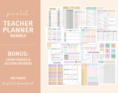 Pastel Teacher Planner Bundle- Digital Download Only - Lesson Plans - Classroom Forms - Undated Monthly /Daily - To do List - 105 Pages