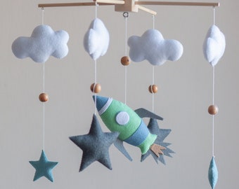 Rocket baby mobile, Baby mobile space, Crib mobile, Nursery mobile, Baby shower gift,  Neutral mobile, Space themed nursery decor