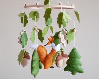 Woodland Babymobile, Babybettmobile, Fuchsbabymobile, Babymobile neutral, Kinderzimmermobile, Babymobile, Fuchsmobile, Kinderbettmobile, Krippenmobile