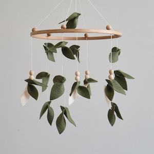 Baby mobile, Woodland nursery decor, Green floral nursery mobile, Leaf baby cot mobile, Jungle mobile, Forest nursery, Baby shower gift