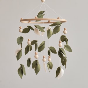 Baby forest mobile, Green floral nursery mobile, Leaf crib mobile, Neutral mobile, Hanging mobile, Green mobile, Baby shower gift