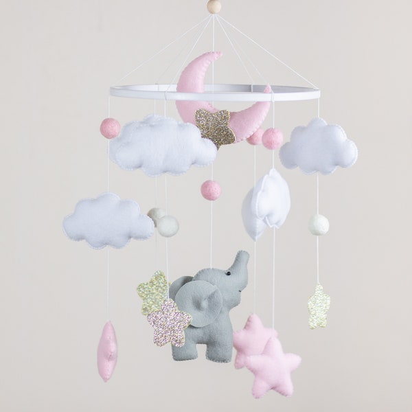 Baby mobile, Elefant mobile, Krippe mobile, Baby mobile Mädchen, Mobile Baby, Kinderzimmer mobile, Krippe mobile, Elefant Kinderzimmer, Krippe mobile